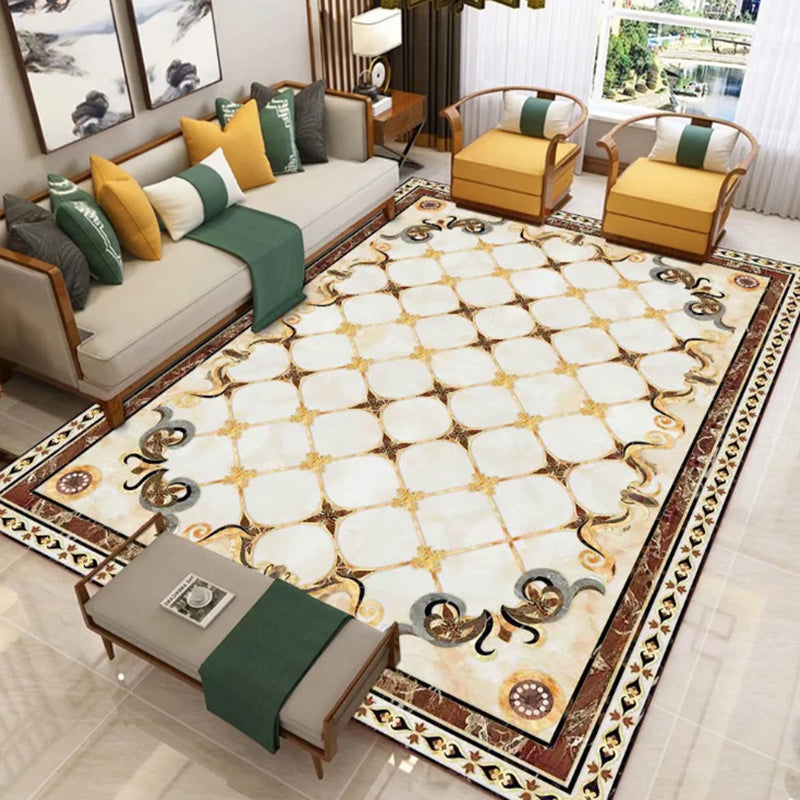 Gorgeous Classic Rug Marble Print Indoor Carpet Polyester Friendly Washable Rug for Living Room