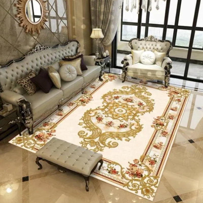 Gorgeous Classic Rug Marble Print Indoor Carpet Polyester Friendly Washable Rug for Living Room