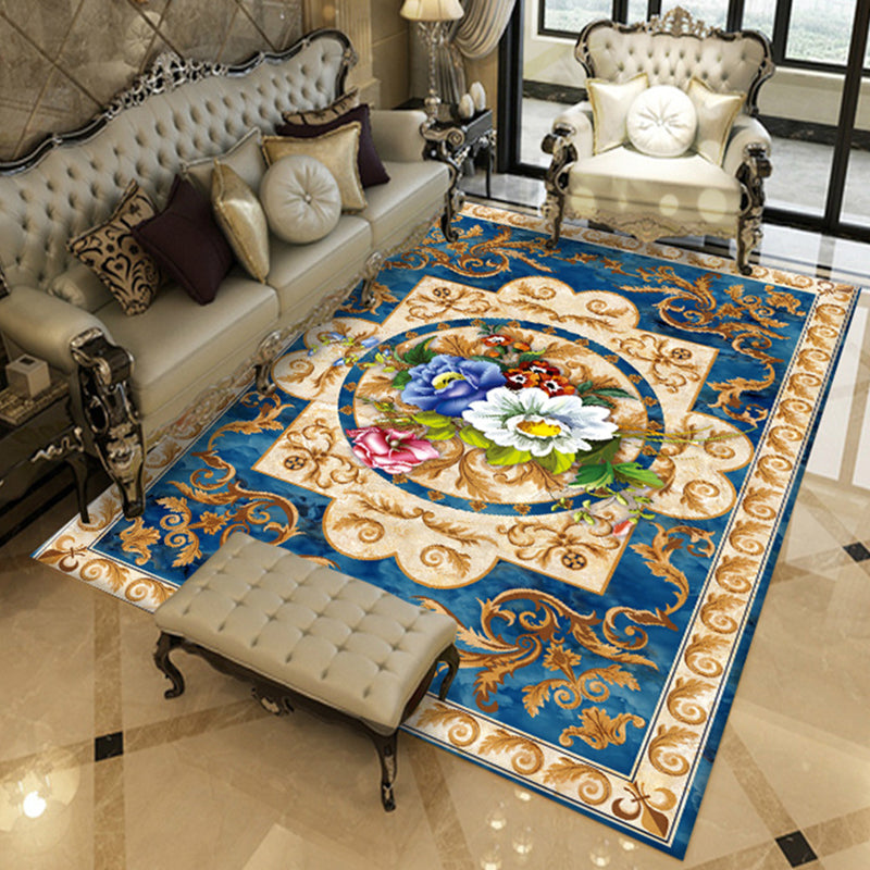 Luxurious Marble Effect Rug European Style Carpet Polyester Stain Resistant Rug for Home Decoration