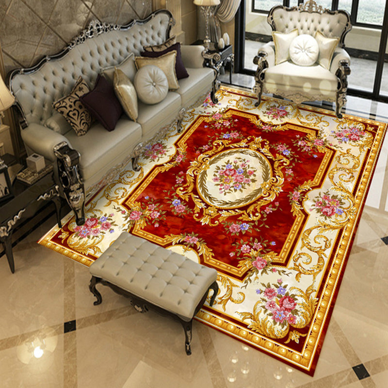 Luxurious Marble Effect Rug European Style Carpet Polyester Stain Resistant Rug for Home Decoration
