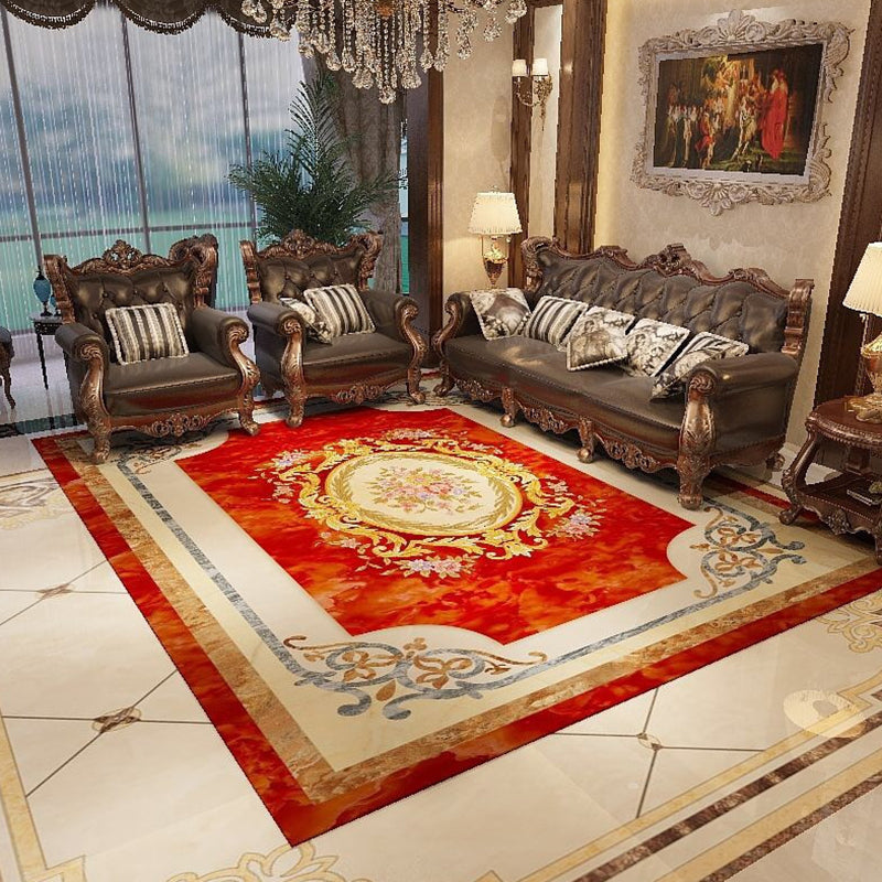 Glam European Style Rug Floral Printed Carpet Polyester Non-Slip Backing Carpet for Living Room