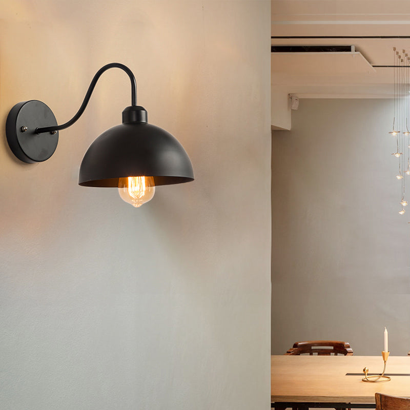 Schwarzer Dom Schattenbad Leuchte Industriemetall 1-Licht-Wandmontageleuchte