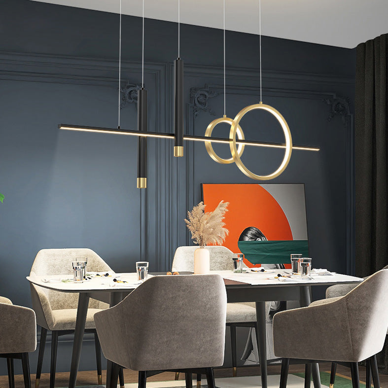 Metal Linear Island Light Fixture Contemporary Style LED Island Chandelier Light