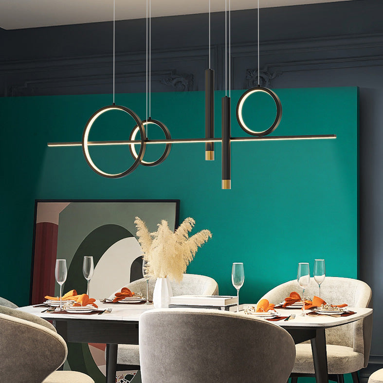 Metal Linear Island Light Fixture Contemporary Style LED Island Chandelier Light