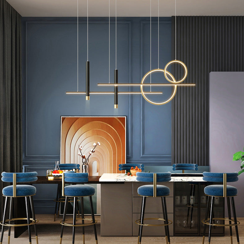 Minimalist LED Island Lighting Fixture Linear Island Chandelier Light with Metal Shade