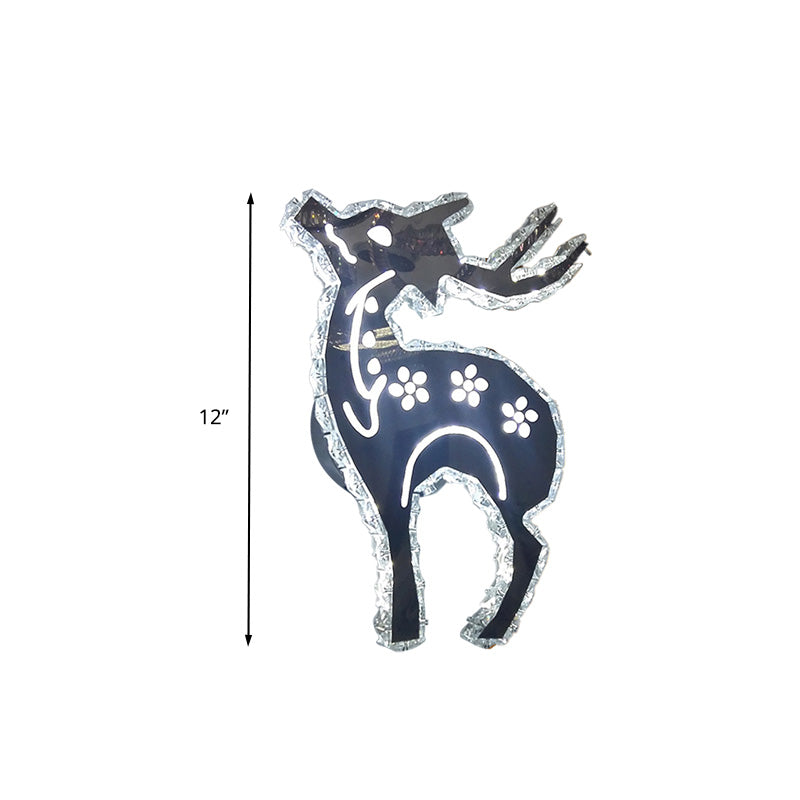 LED Bedroom Sconce Light Minimalism Nickle Wall Mounted Lamp with Deer Crystal Shade in Warm/White/2 Color Light