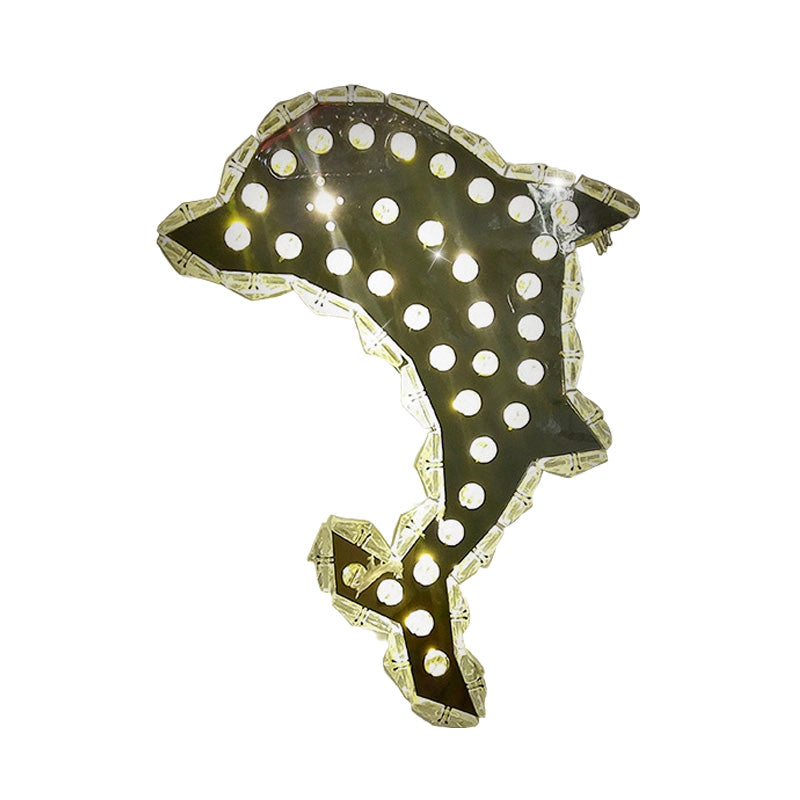 Crystal Prism Dolphin Wall Lighting Contemporary LED Nickle Wall Mount Light Fixture in Warm/White/2 Color Light