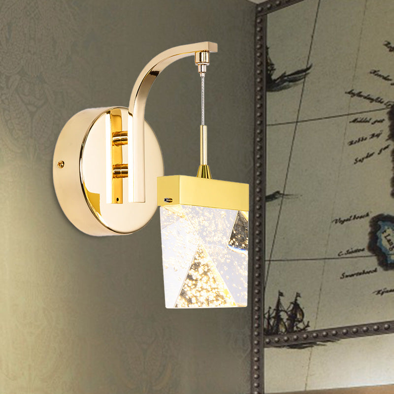 Geometric Living Room Sconce Light Vintage Bubble Crystal LED Gold Wall Lighting Fixture for Bedroom