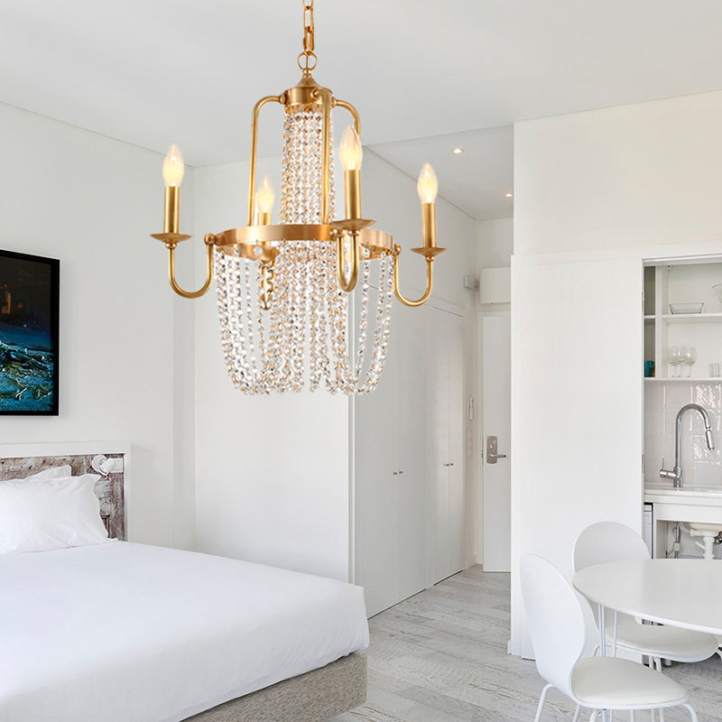 4/6 lumières Lumières Light Minimalisme minimalisme Kit de lampe suspendue en cristal en or pour la chambre