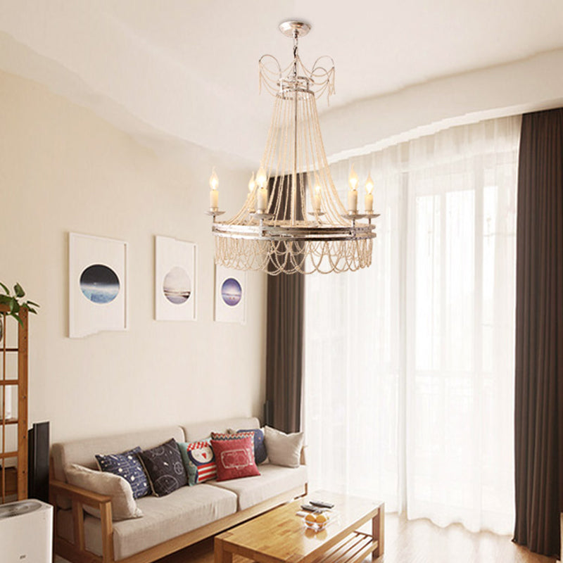 Blanc en détresse 6 lumières Pendante lustre