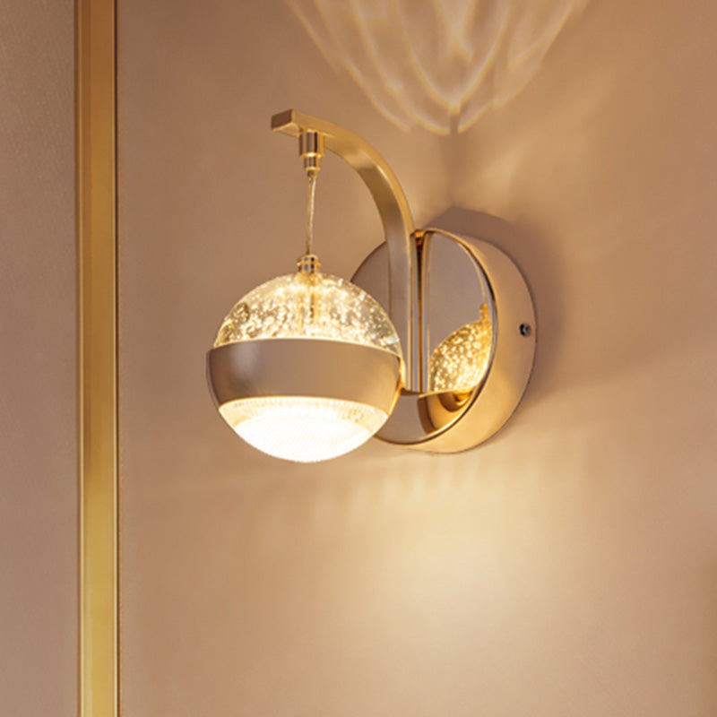 Lampada da parete a parete in cristallo a bolle Minimalista 1/2-Bulb Lampada da camera da letto a LED in oro