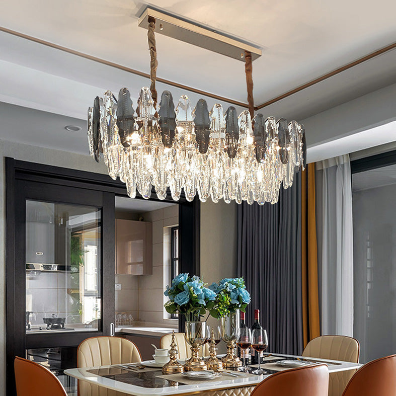 Luz de la isla de cristal sombreada lámpara de lámpara de lámpara de estilo moderno en transparente