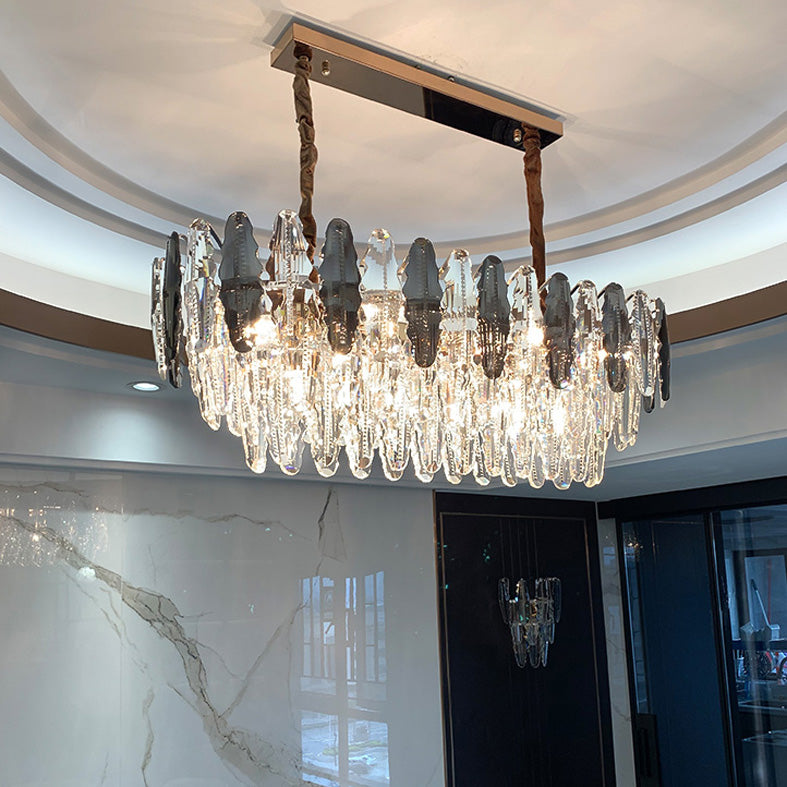 Luz de la isla de cristal sombreada lámpara de lámpara de lámpara de estilo moderno en transparente