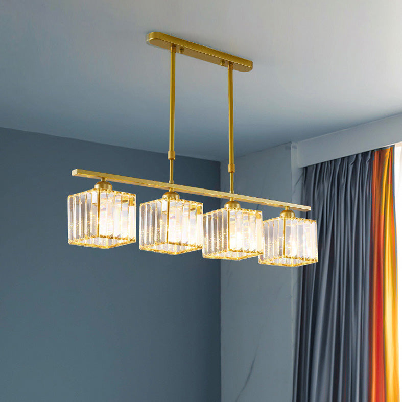 Squares oro Isola illuminazione Isola Stile Minimalista Crystal Island Pendant Light