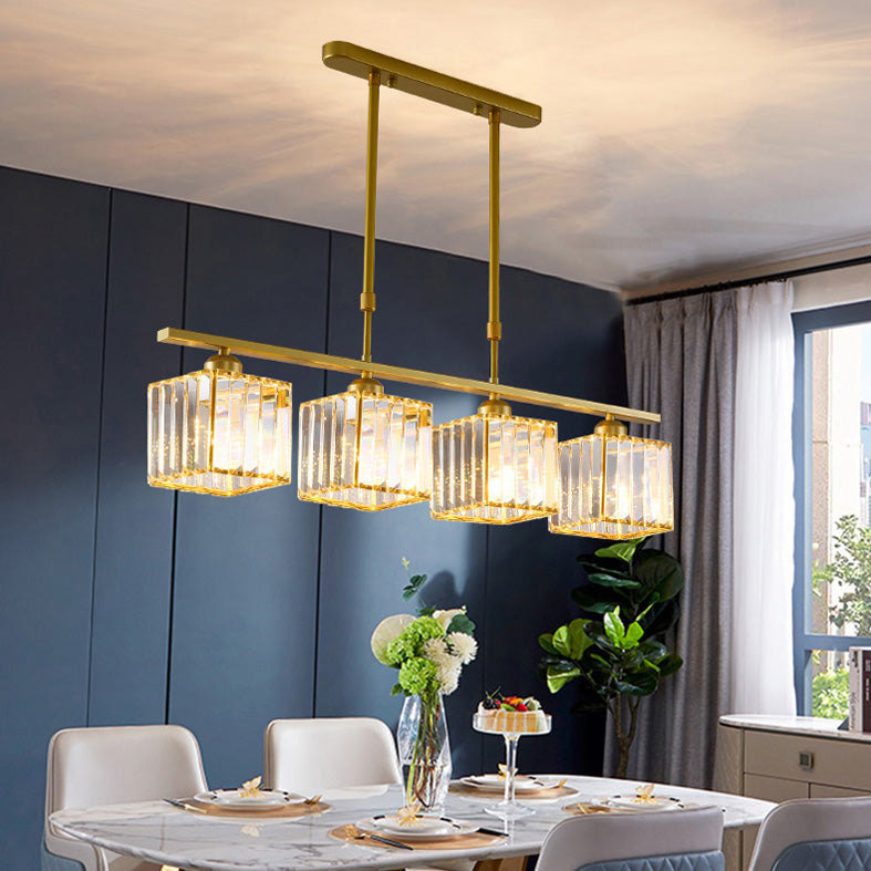 Squares oro Isola illuminazione Isola Stile Minimalista Crystal Island Pendant Light