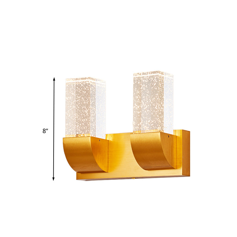 Minimalismo Lámpara de montaje de pared rectangular 2/3 Bulbos Burbujas de cristal LED LEACHE EN ORO
