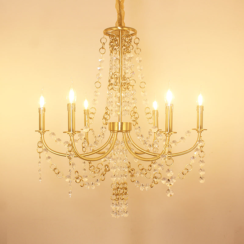 6 lumières Crystal Chandelier Lighting Fixe minimalisme