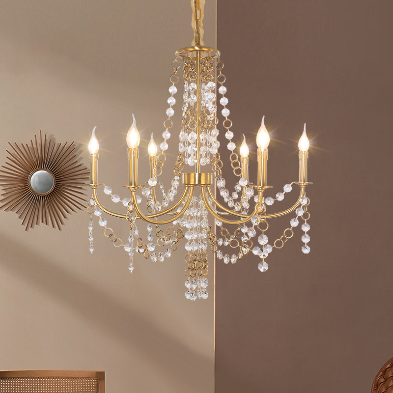 6 lumières Crystal Chandelier Lighting Fixe minimalisme