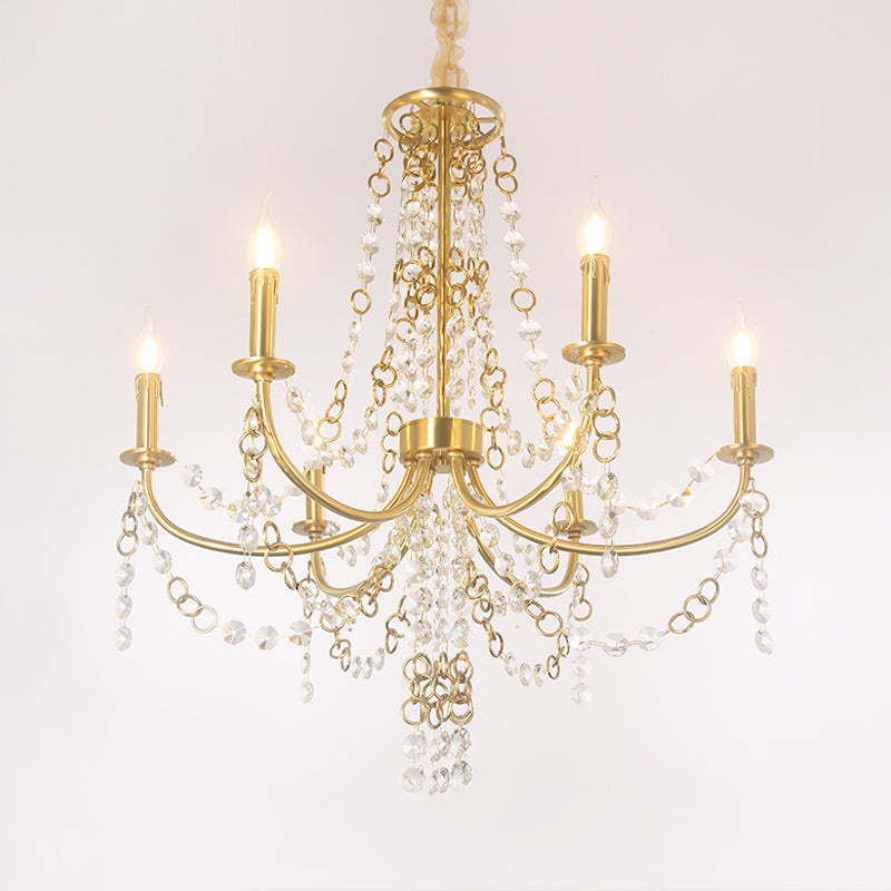 6 lumières Crystal Chandelier Lighting Fixe minimalisme