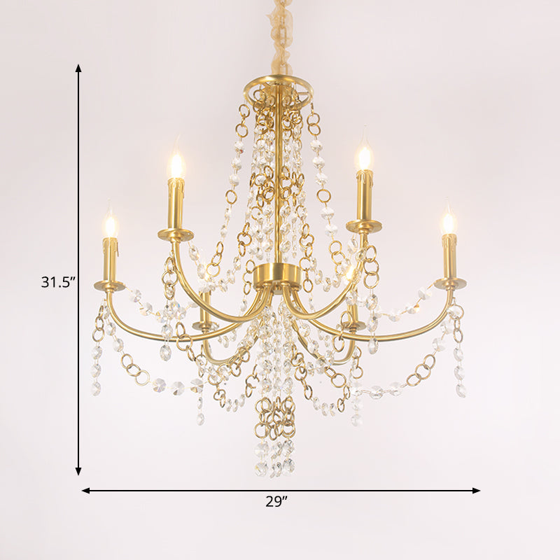 6 lumières Crystal Chandelier Lighting Fixe minimalisme