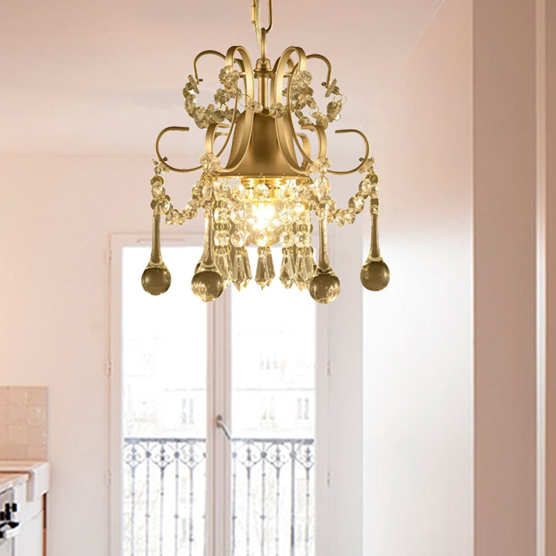 Crystal Swooping Arm Plafond Plafond Chandelier Simple 3 Lights Living Room Pendant Pending Lightture in Champagne