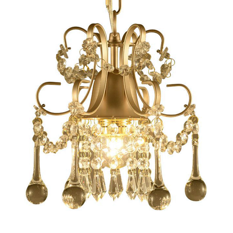 Crystal Swooping Arm Plafond Plafond Chandelier Simple 3 Lights Living Room Pendant Pending Lightture in Champagne