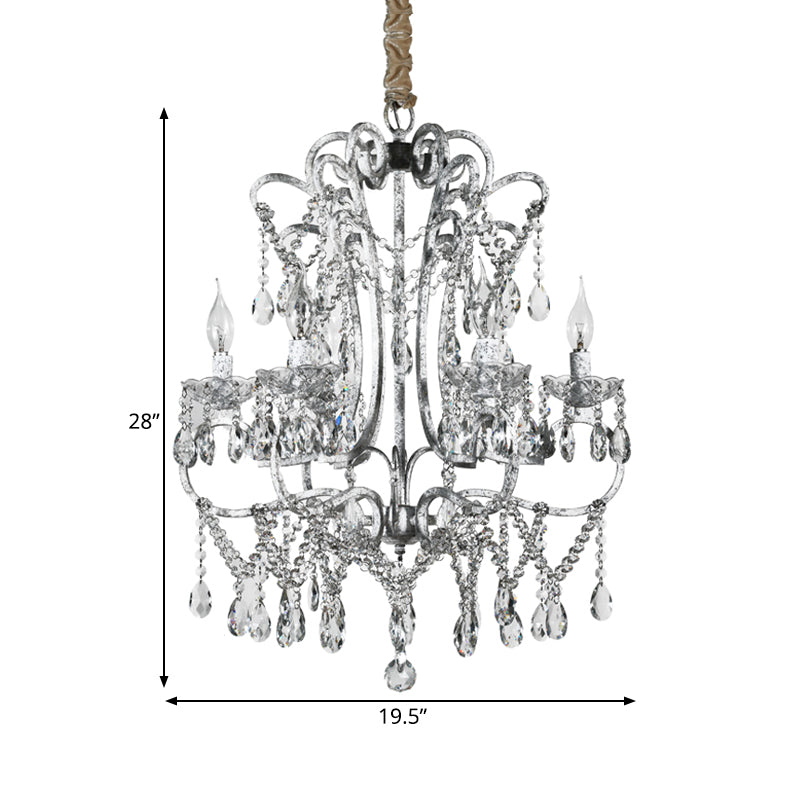 Curvy Bedroom Hanging Chandelier Simple Crystal 5/6 Lights Silver Suspension Lighting Fixture
