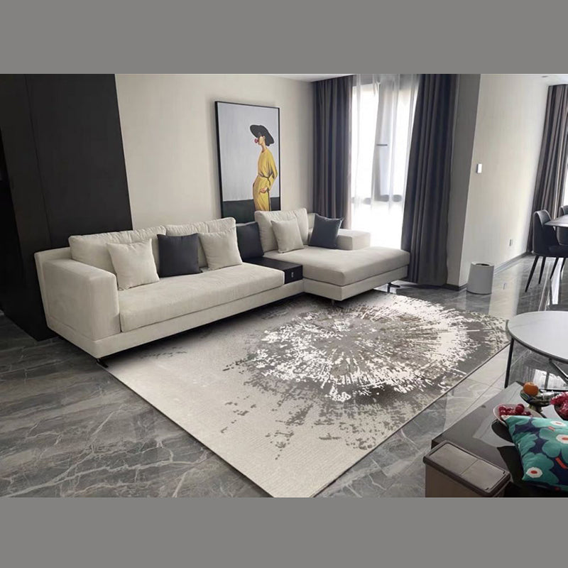 Grey Tone Eclectic Rug Polyester Carpet Mottled Effect Indoor Rug Non-Slip Backing for Living Room