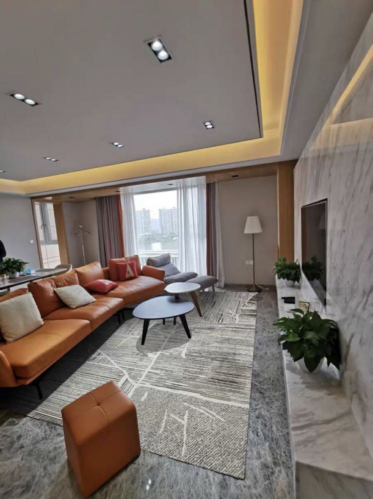 Grey Tone Eclectic Rug Polyester Carpet Mottled Effect Indoor Rug Non-Slip Backing for Living Room