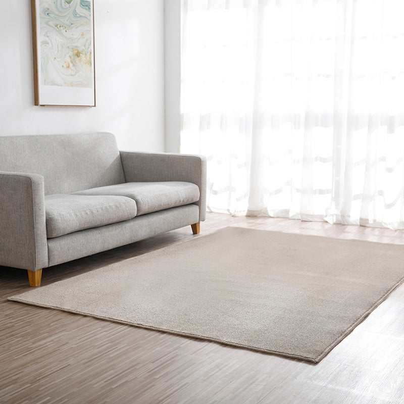 Brown Area Carpet Pure Color Polyester Area Rug Easy Care Washable Rug for Living Room