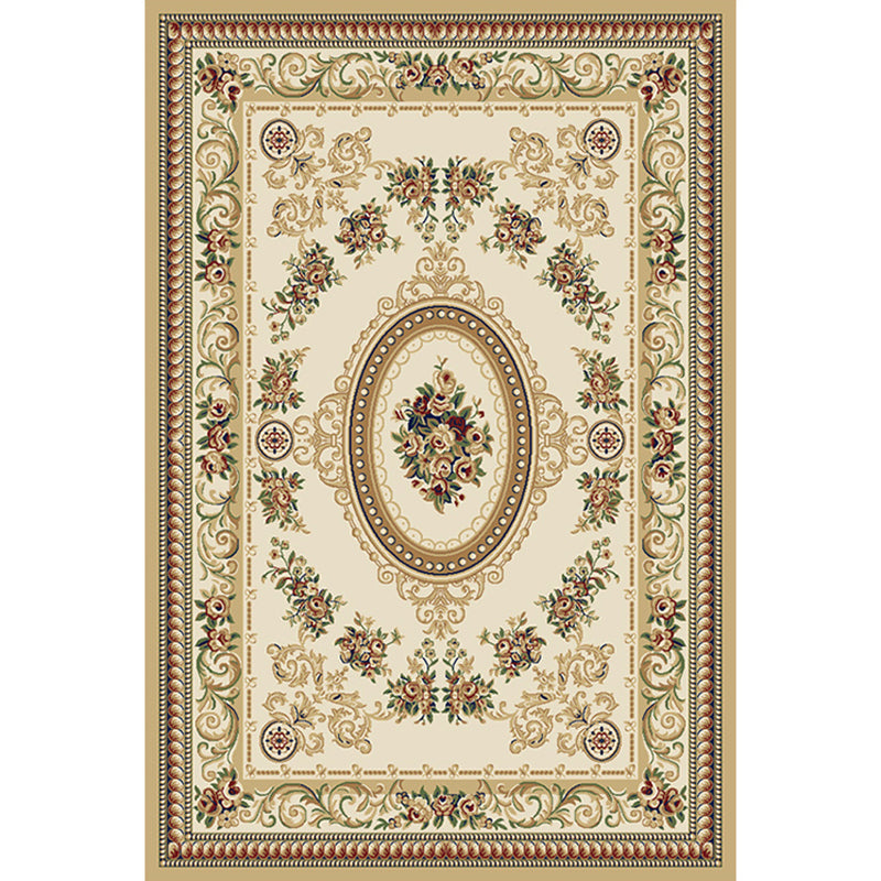 Yellow European Area Carpet Polyester Tribal Pattern Rug Easy Care Washable Rug for Home Decor