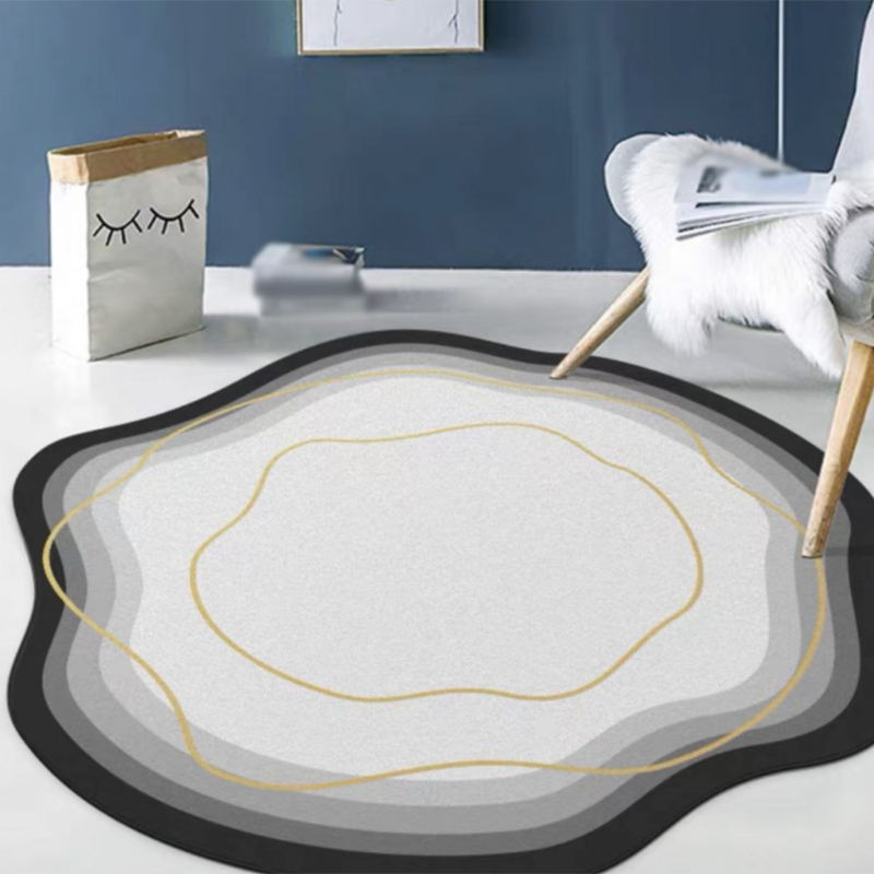 Light Gray Living Room Carpet Causal Abstract Rug Polyester Non-Split Area Rug
