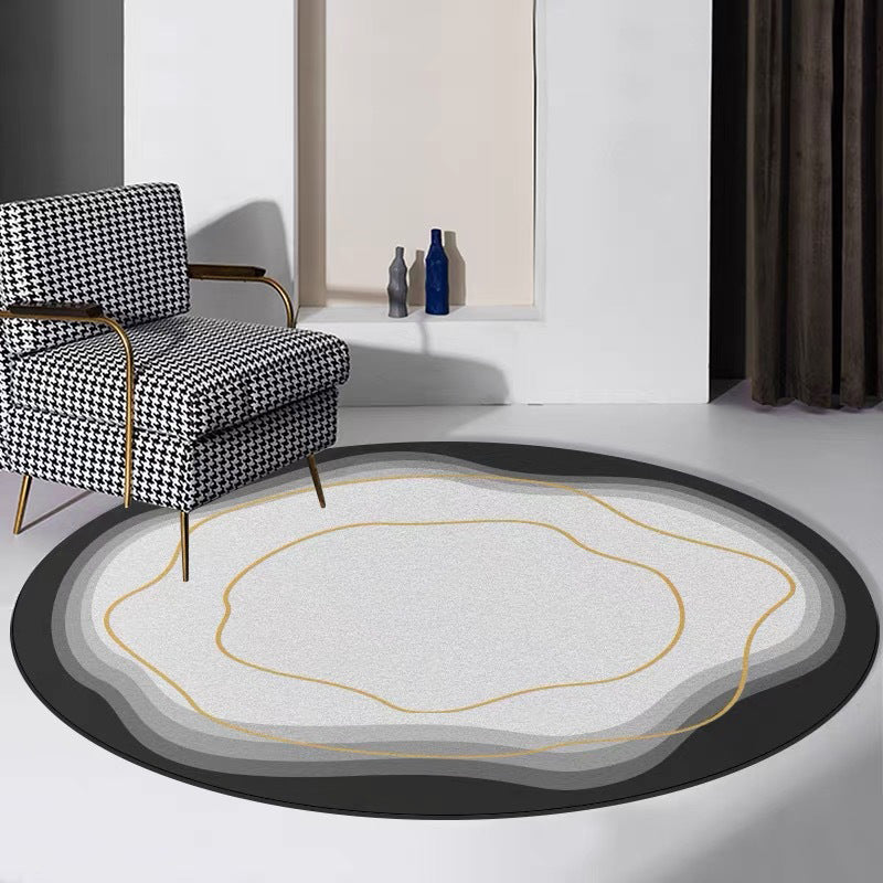 Light Gray Living Room Carpet Causal Abstract Rug Polyester Non-Split Area Rug