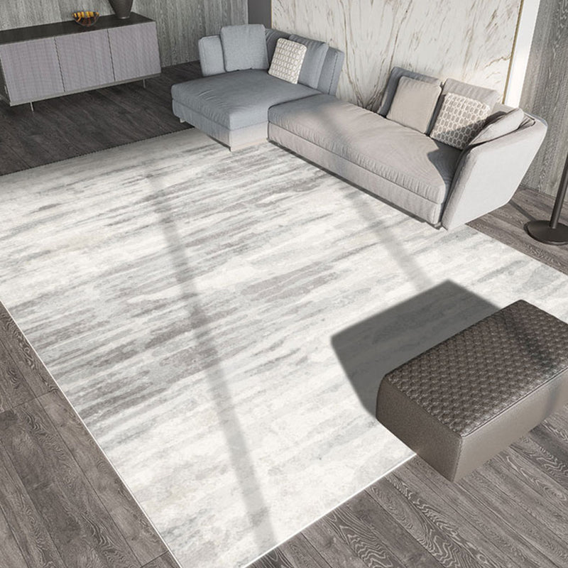 White Tone Comfort Area Carpet Polyester Gradient Traces Indoor Rug Easy Care Carpet for Living Room