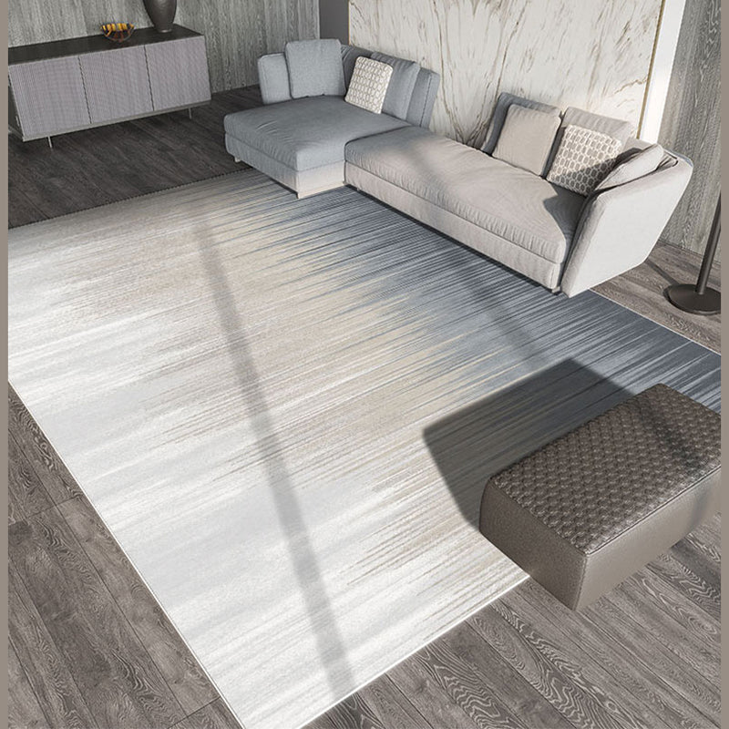 White Tone Comfort Area Carpet Polyester Gradient Traces Indoor Rug Easy Care Carpet for Living Room