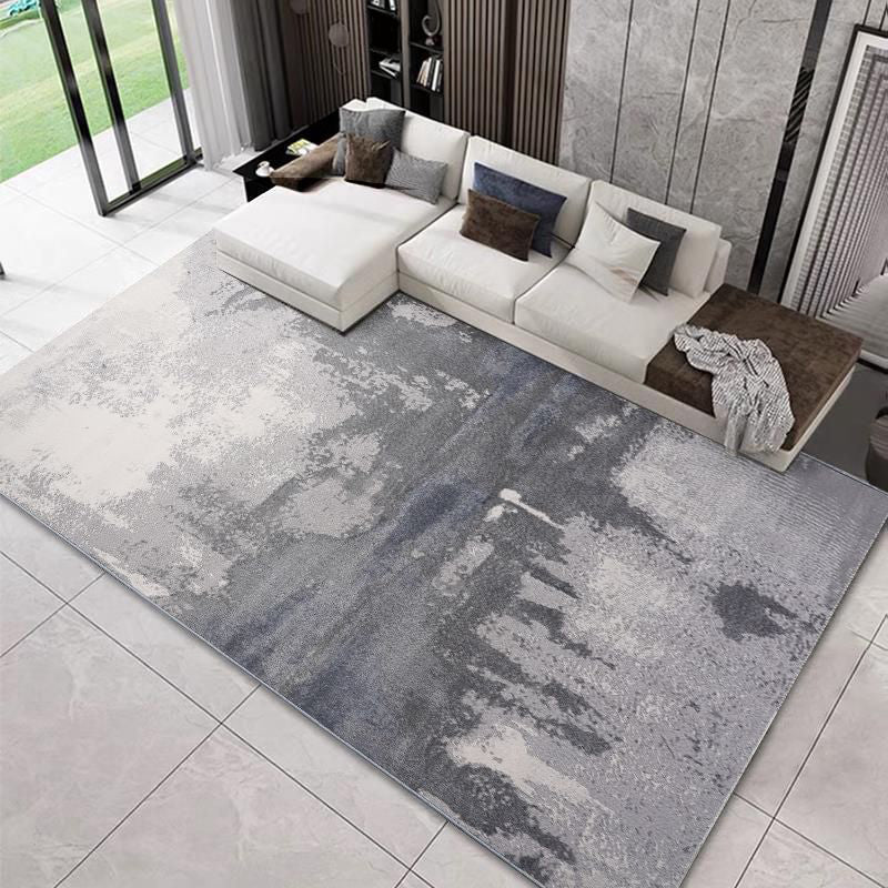 Grey Tone Simplicity Area Carpet Polyester Abstract lines Indoor Rug Washable Carpet for Living Room