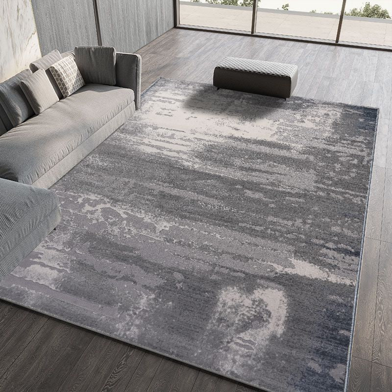 Grey Tone Simplicity Area Carpet Polyester Abstract lines Indoor Rug Washable Carpet for Living Room