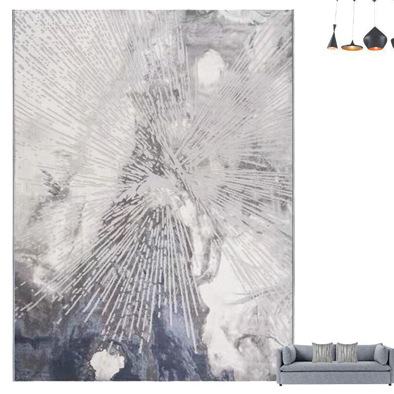 Grey Tone Simplicity Area Carpet Polyester Abstract lines Indoor Rug Washable Carpet for Living Room