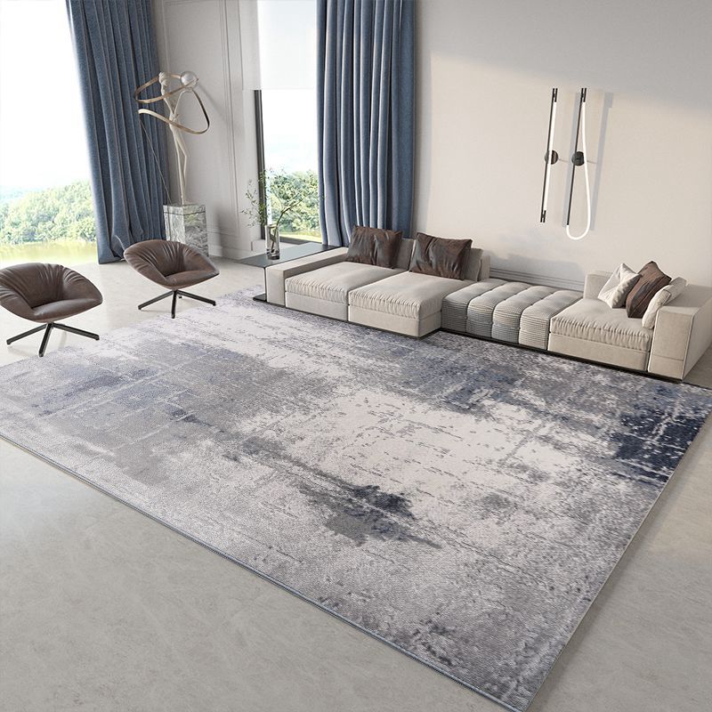 Grey Tone Simplicity Area Carpet Polyester Abstract lines Indoor Rug Washable Carpet for Living Room