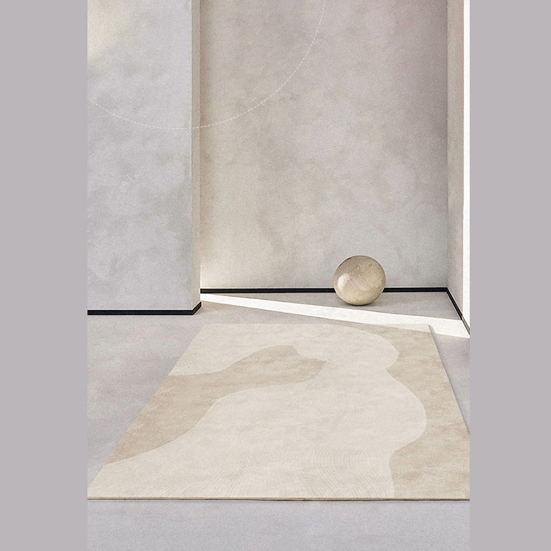 Apricot Tone Modern Area Carpet Polyester Abstract Stripe Indoor Rug Washable Carpet for Living Room