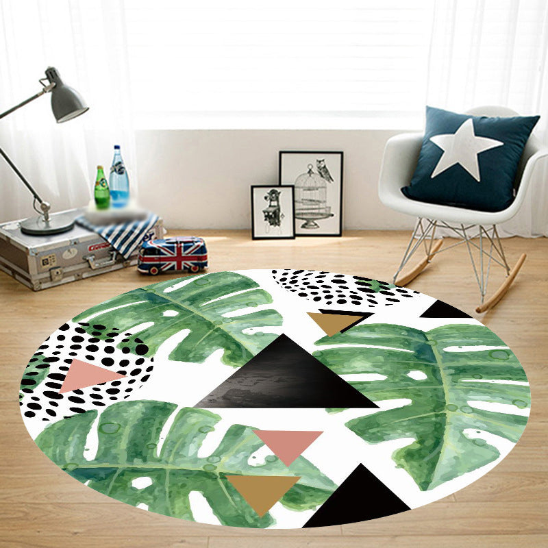Modern Flamingo Printed Rug Round Polyester Area Carpet Non-Slip Backing Indoor Rug for Living Room