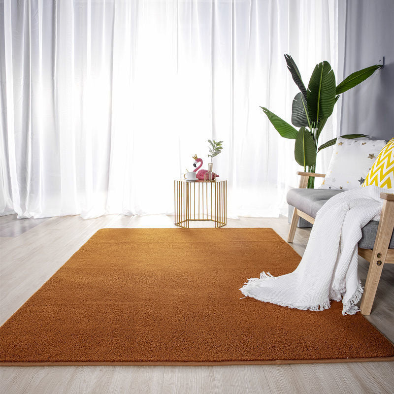Pink Indoor Room Carpet Casual Solid Color Carpet Polyester Non-Split Area Rug