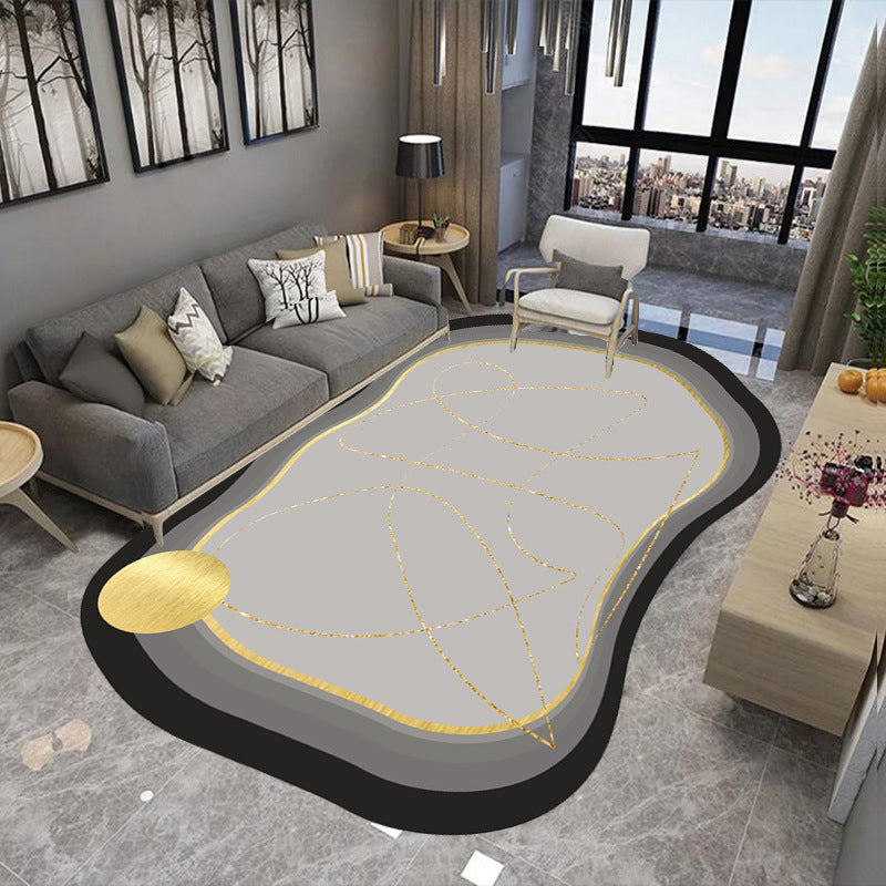 Gray Fish Print Indoor Rug Polyester Casual Rug Washable Area Rug for Indoor Room