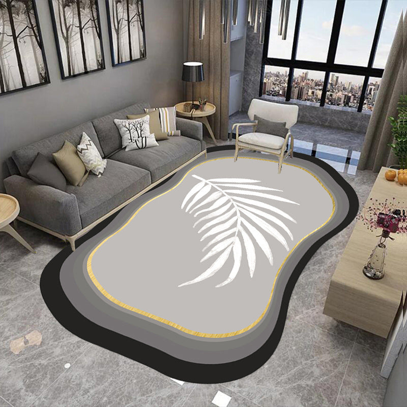Gray Fish Print Indoor Rug Polyester Casual Rug Washable Area Rug for Indoor Room