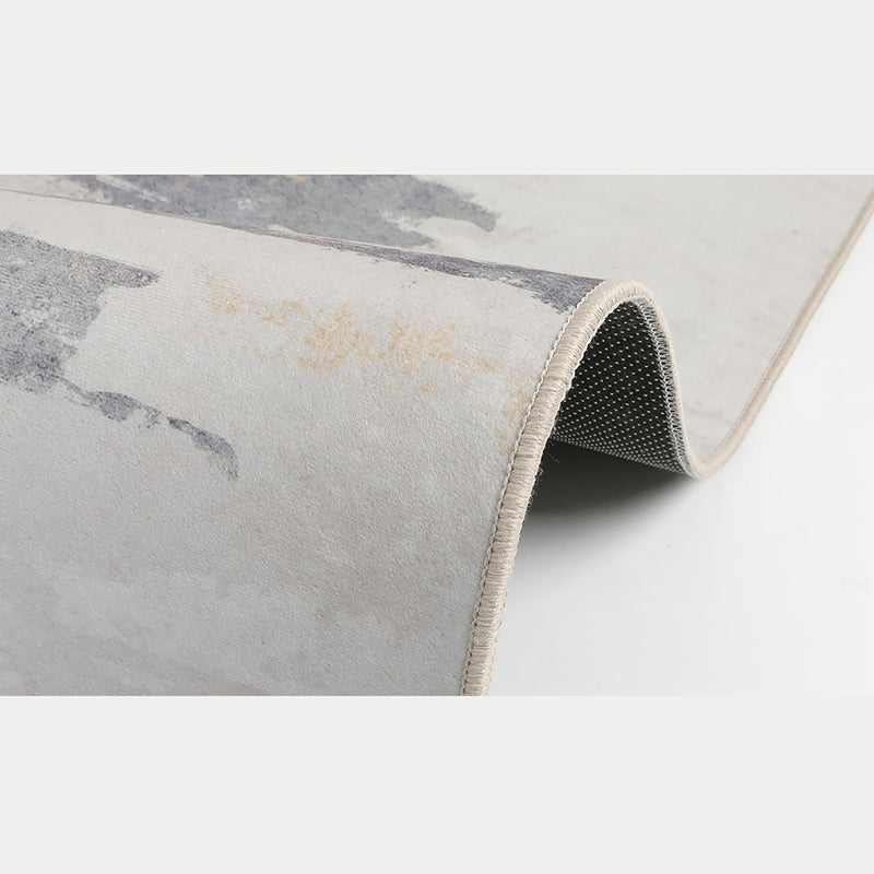 White Tone Modern Indoor Rug Polyester Color Blooming Carpet Non-Slip Backing Rug for Living Room