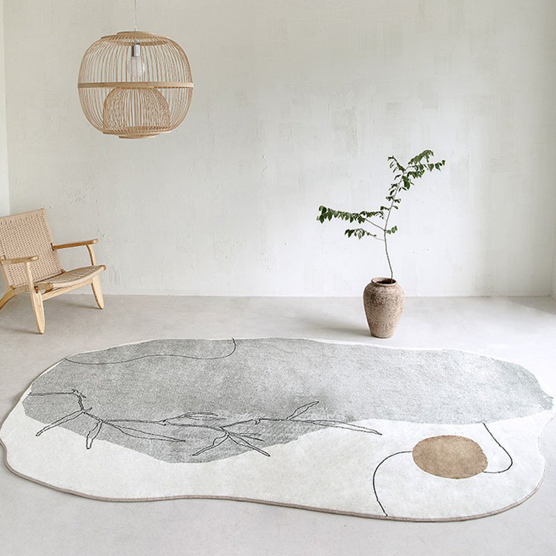 Rapis de motif abstrait blanc Rapier polyester tapis de support non glissant pour le salon