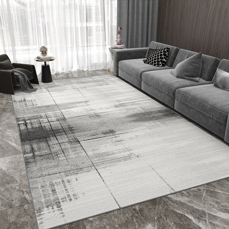 Gray Tone Simplicity Indoor Rug Polyester Mottled Effect Carpet Non-Slip Backing Rug for Living Room
