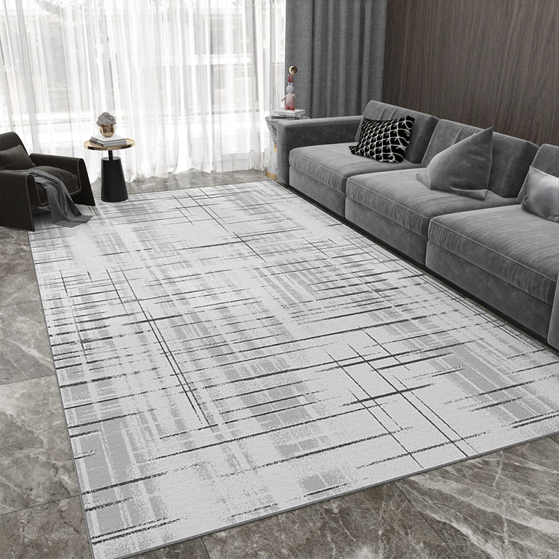Gray Tone Simplicity Indoor Rug Polyester Mottled Effect Carpet Non-Slip Backing Rug for Living Room