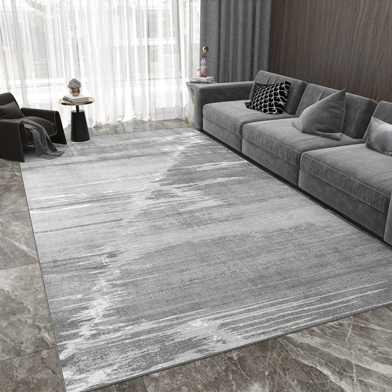 Gray Tone Simplicity Indoor Rug Polyester Mottled Effect Carpet Non-Slip Backing Rug for Living Room
