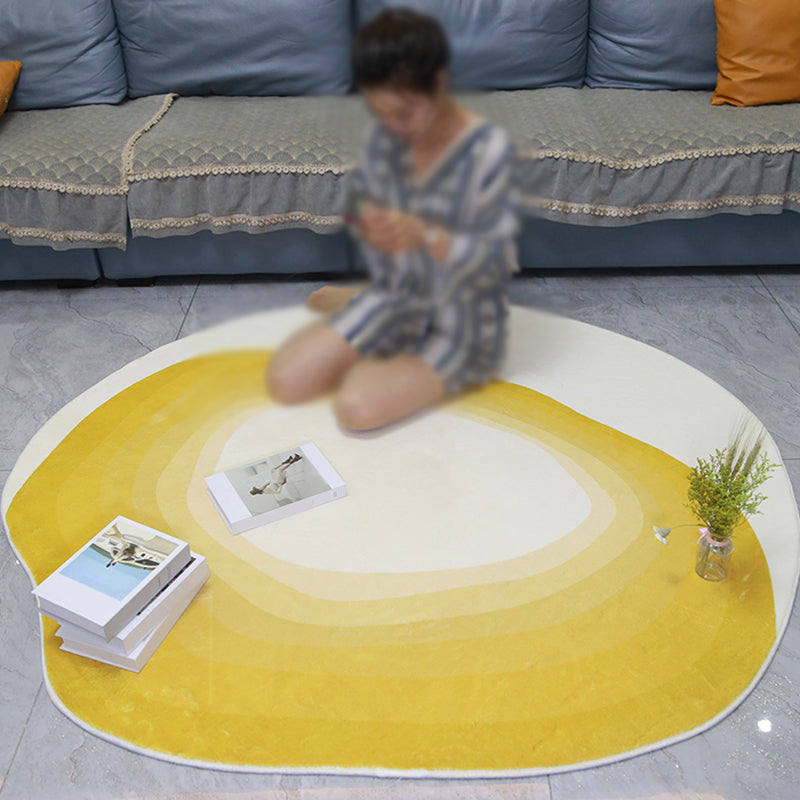 White Living Room Rug Casual Abstract Area Carpet Polyester Anti-Split Indoor Rug